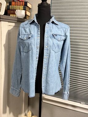 Wrangler Light Blue Denim Jean Jacket size xl pear snap button